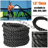 Battle Rope NEXPro – Polydac Undulation Rope Exercise Fitness Training – 1.5″ width Avail. in 30ft, 40ft, 50ft Length BLACK (40 Ft. Length)