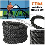 Battle Rope NEXPro – Polydac Undulation Rope Exercise Fitness Training – 2″ width Avail. in 30ft, 40ft, 50ft Length BLACK x (50 Ft. Length)